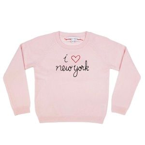 Kids Lingua Franca “I Love New York” toddler girl 100% cashmere sweater 2T pink